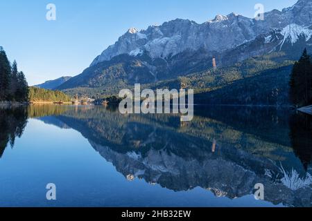 The Eibsee at the Zugspitze in the German Alps Stock Photo