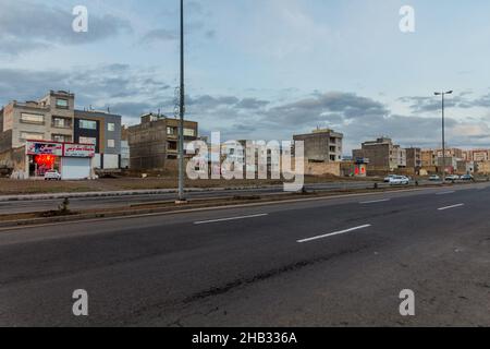 ZANJAN, IRAN - APRIL 13, 2018: Road in suburbs of Zanjan, Iran Stock Photo