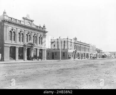 Dee Street showing intersection with Spey Street, Invercargill, Burton Brothers studio, photography studio, 1880s, Dunedin, black-and-white photography Stock Photo