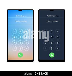 Cellphone screen interface vector. Keypad with numbers for mobile phone. Touchscreen device isolated on white background Stock Vector