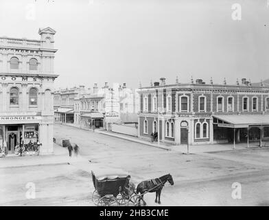 Dee Street, Invercargill, Burton Brothers studio, photography studio, 1880s, Invercargill, gelatin dry plate process, Photographers premises on street J.M. Nicholas & Co. Photographers Stock Photo