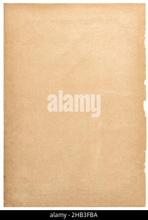 Old paper sheet texture isolated on white background Stock Photo