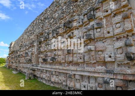 Palace of the Masks at Kabah, Mayan archaeological site in the Puuc region of Western Yucatan, Mexico Stock Photo