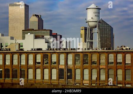The Cotton Mill, which features a residential community in the old Maginnis Cotton Mill, is pictured, Dec. 13, 2021, in New Orleans, Louisiana. Stock Photo