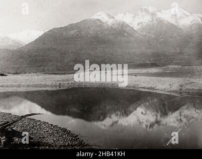 Looking to Glenorchy from Kinloch - Head of Lake Wakatipu, Burton Brothers studio, 1880-1890s, Otago Stock Photo