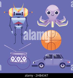 flat christmas toy set vector design illustration Stock Vector