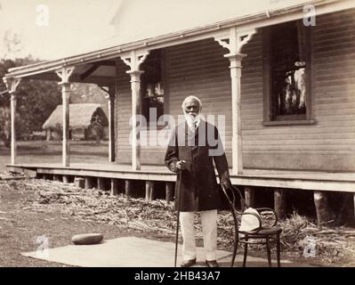 King George of Tonga (aged 86), Burton Brothers studio, photography studio, 1884, Dunedin, black-and-white photography Stock Photo