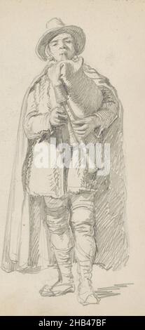 Sheet 8 recto from a sketchbook with 33 sheets, Bagpiper, anonymous, c. 1841 Stock Photo
