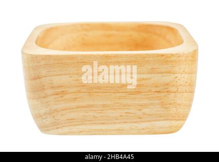 Empty square wooden cup isolated on white background, Save clipping path. Stock Photo