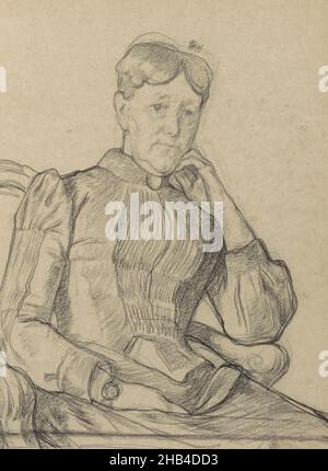 Sheet 8 recto from a sketchbook with 42 sheets, Portrait of a seated woman, the chin resting on the left hand., draughtsman: Jan Veth, 1874 - 1925, Jan Veth, 1874 - 1925 Stock Photo