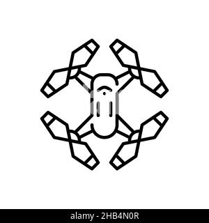Flying drone top view. Pixel perfect, editable stroke icon Stock Vector