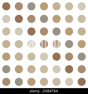 Polka Dot Pattern. Cream, Brown,   beige and gray Color Dot on white background. Seamless Background for graphic design, fabric, textile, fashion. Col Stock Photo
