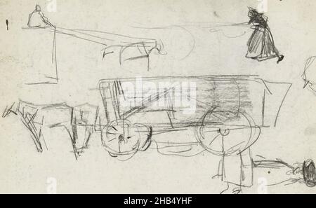 Sheet 1 recto from sketchbook XXXVI with 26 sheets, Figure studies and a horse cart, Isaac Israels, 1875 - 1934 Stock Photo