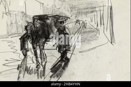 Sheet 13 recto from sketchbook XXXVI with 26 pages, Coaches on the street, Isaac Israels, 1875 - 1934 Stock Photo