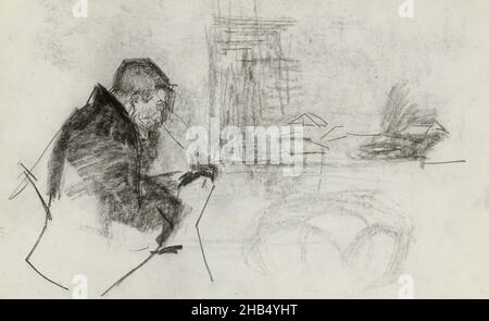 Sheet 4 recto from sketchbook XXXVI with 26 sheets, seated man, in profile, Isaac Israels, 1875 - 1934 Stock Photo