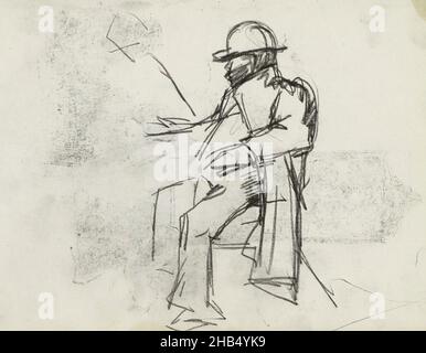 Sheet 25 recto from sketchbook XXXVI with 26 sheets, Seated man with bowler hat, Isaac Israels, 1875 - 1934 Stock Photo