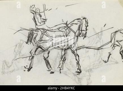 Sheet 19 recto from sketchbook XXXVI with 26 sheets, Two harnessed horses with a rider, Isaac Israels, 1875 - 1934 Stock Photo