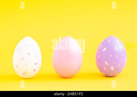 Easter greeting card with decorative painted multicolored eggs. Easter concept Stock Photo