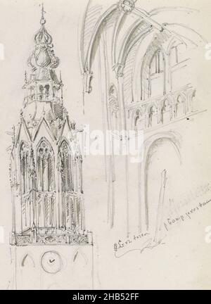 Also part of the facade of the church. Sheet 18 recto from a sketchbook with 58 pages, Onze-Lieve-Vrouwetoren in Amersfoort., Isaac Gosschalk, 1862 - 1867 Stock Photo