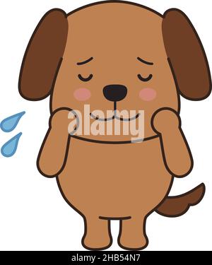 Dog worried something. Vector illustration isolated on a white background. Stock Vector