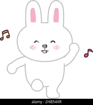 Cartoon bunny rabbit dancing. Vector illustration outlined. Design for ...