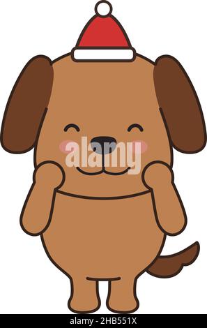 A happy cartoon dog wearing a Santa hat Stock Vector Image & Art - Alamy