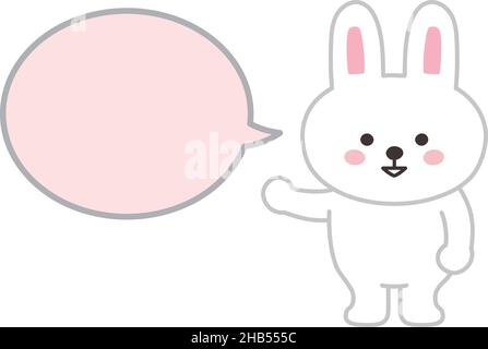 Rabbit talking to someone with a speech bubble. Vector illustration isolated on a white background. Stock Vector