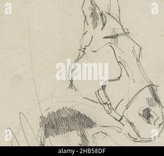 Sheet 32 verso from a sketchbook with 16 sheets, Horse with blinders, George Hendrik Breitner, 1880 - 1882 Stock Photo