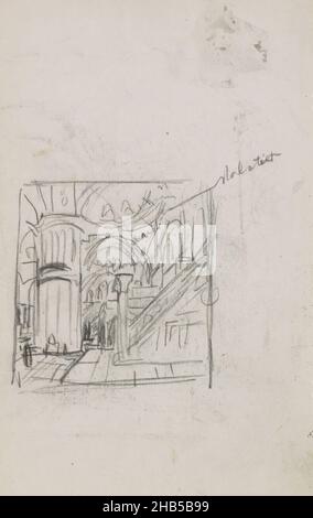 Page 21 from a sketchbook with 53 pages, Interior of a mosque with a pulpit., draughtsman: Marius Bauer, Istanboel, (possibly), 1896, Marius Bauer, 1896 Stock Photo
