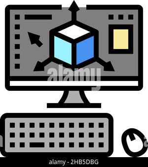 autocad 3d program color icon vector illustration Stock Vector Image ...
