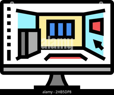 3d interior visualization line icon vector illustration Stock Vector ...
