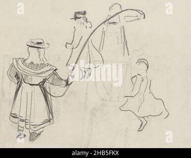 Among other things, a figure in a costume with a skipping rope in the right hand. Sheet 5 recto from a sketchbook with 44 sheets, Figure studies, Carel Adolph Lion Cachet, 1896 Stock Photo