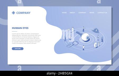 human eye health concept for website template or landing homepage with isometric and outline style vector illustration Stock Photo