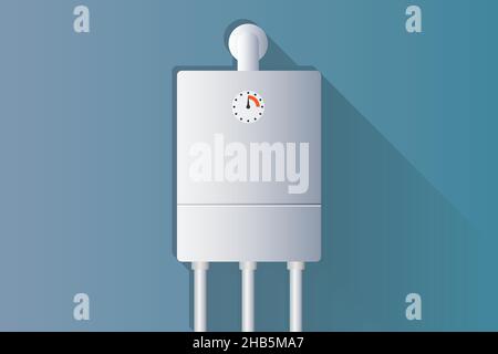 Gas boiler icon in flat style. Heater vector illustration on isolated background. Boiling sign business concept. Stock Vector