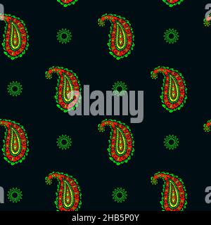 Paisley seamless pattern on black background, oriental pattern, black and white  vector illustration Stock Vector Image & Art - Alamy