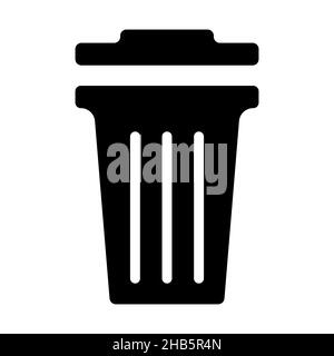 Trash bin icon, trash can with lid stock illustration Stock Vector