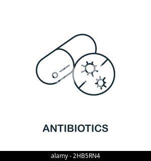Antibiotics icon. Line element from bioengineering collection. Linear Antibiotics icon sign for web design, infographics and more. Stock Vector