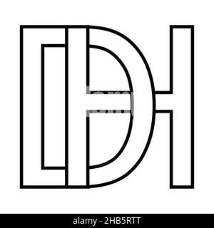 Logo sign dh hd icon sign, interlaced letters d h Stock Vector