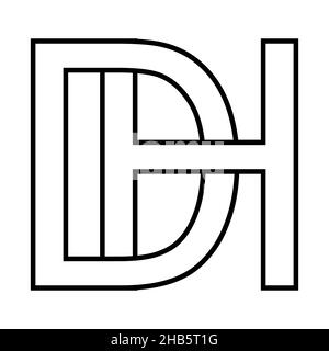 Logo sign dh hd icon sign interlaced letters d h Stock Vector