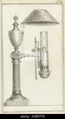 Journal des Luxus und der Moden 1788, Band III, T.18, Oil lamp., publisher: Friedrich Justin Bertuch, publisher: Georg Melchior Kraus, Weimar, 1788, paper, etching Stock Photo