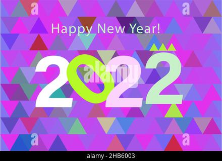 2022 Happy New Year. Colorful design template for celebration decoration. New Year background for calendar, multicolor card, banner, cover Stock Vector