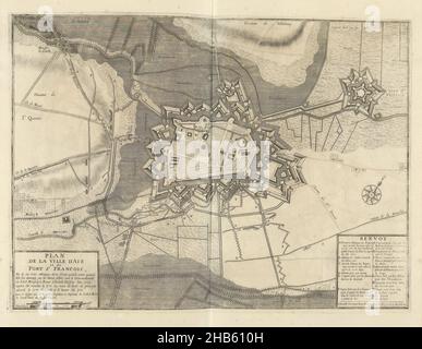Siege of Aire, 1710, Plan de la ville d'Aire et du Fort St. François Et de ses trois Attaques (...) Assiégée par les Hauts Alliés (...) 1710 (title on object), Map of the siege of the town of Aire with Fort St. François, besieged from September 11 and taken by the Allies under the Prince of Anhalt-Dessau on November 8, 1710. Bottom right a cartouche with the legend A-P in French. Part of a bundled collection of plans of battles and cities renowned in the War of the Spanish Succession., print maker: Pieter Devel (mentioned on object), publisher: Eugene Henry Fricx (mentioned on object Stock Photo