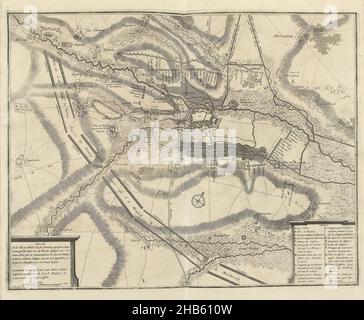 Siege of Aire, 1710, Plan De la Ville d'Aire et de ses Environs (...) Assiegée par les Hauts-Alliés sous le Commandement de Son A.S. Monseigr. le Prince d'Anhalt Dessau (...) Prise le 8. Novembre 1710 (...) (title on object), Map of the siege of the city of Aire with the wide surroundings, besieged from September 11 and taken by the Allies under the Prince of Anhalt-Dessau on November 8, 1710. Bottom right a cartouche with the legend A-S in French. Part of a bundled collection of plans of battles and cities renowned in the War of the Spanish Succession., print maker: J.G. Harrewijn (II) ( Stock Photo