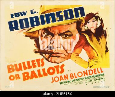 EDWARD G. ROBINSON and JOAN BLONDELL in BULLETS OR BALLOTS (1936), directed by WILLIAM KEIGHLEY. Credit: FIRST NATIONAL / Album Stock Photo