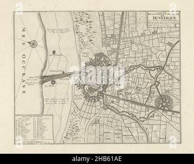 Map of Dunkirk, 1711, Plan de la ville et citadelle de Dunkerque (title on object), Map of Dunkirk, 1711. Legend A-P and 1-17 at bottom left. Part of a bundled collection of plans of battles and cities famous in the War of the Spanish Succession., print maker: J.G. Harrewijn (II) (mentioned on object), publisher: Eugene Henry Fricx (mentioned on object), Brussels, 1711, paper, etching, height 382 mm × width 480 mm Stock Photo