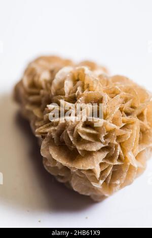 Detailed photo of Desert Rose natural mineral stone cluster. Stock Photo