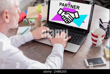 Partner concept shown on a laptop screen Stock Photo