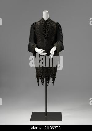 Dolman coat with lace, Cloak of black wool, consisting of long