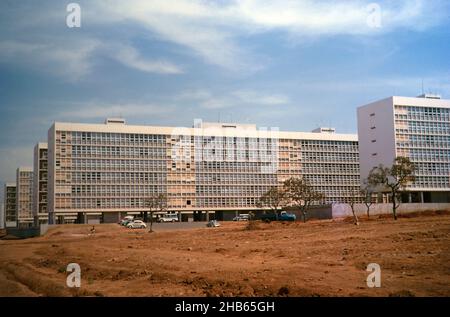 Apartment blocks of flats housing in neighbourhood units capital city of Brasilia, Federal District, Brazil in 1962 Stock Photo