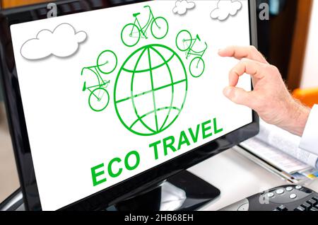 Eco travel concept shown on a computer screen Stock Photo
